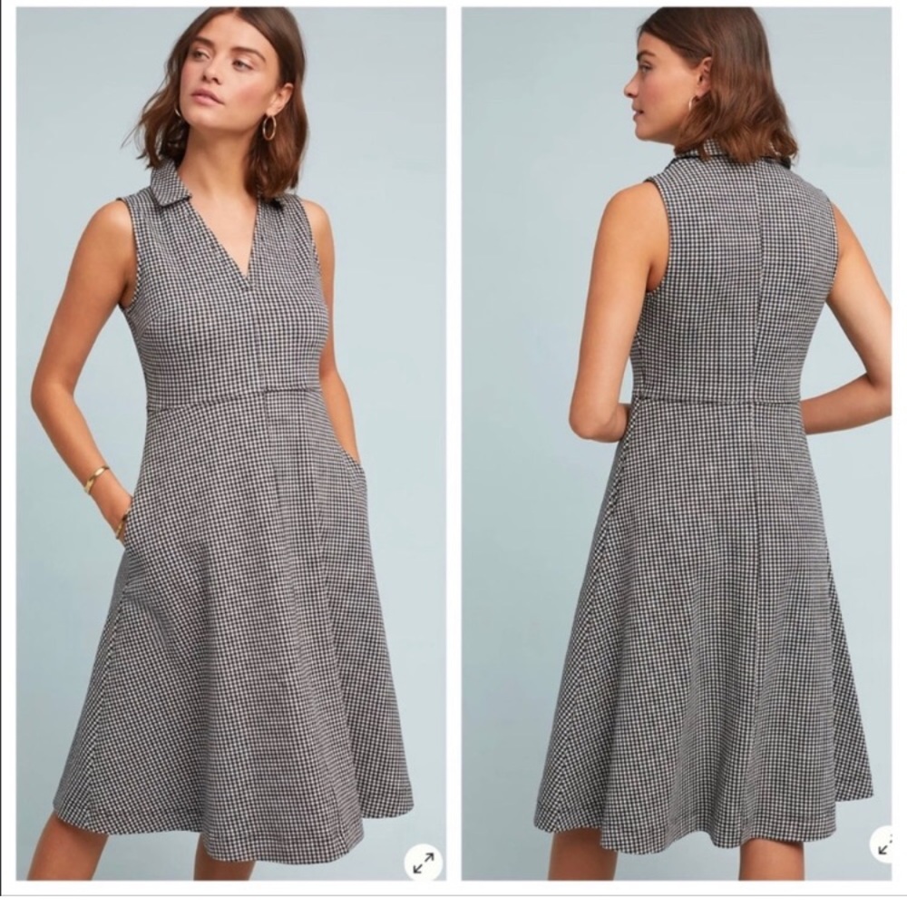Maeve Anthropologie houndstooth v neck dress. Size 4.